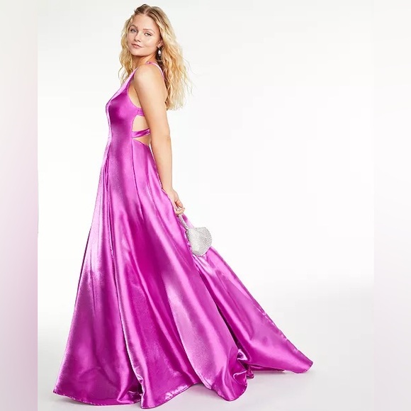 Pink Prom Dress Cage-Back Ballgown - Picture 3 of 11